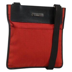 Authentic GUCCI Shoulder Bag Nylon Red Silver 019 0348